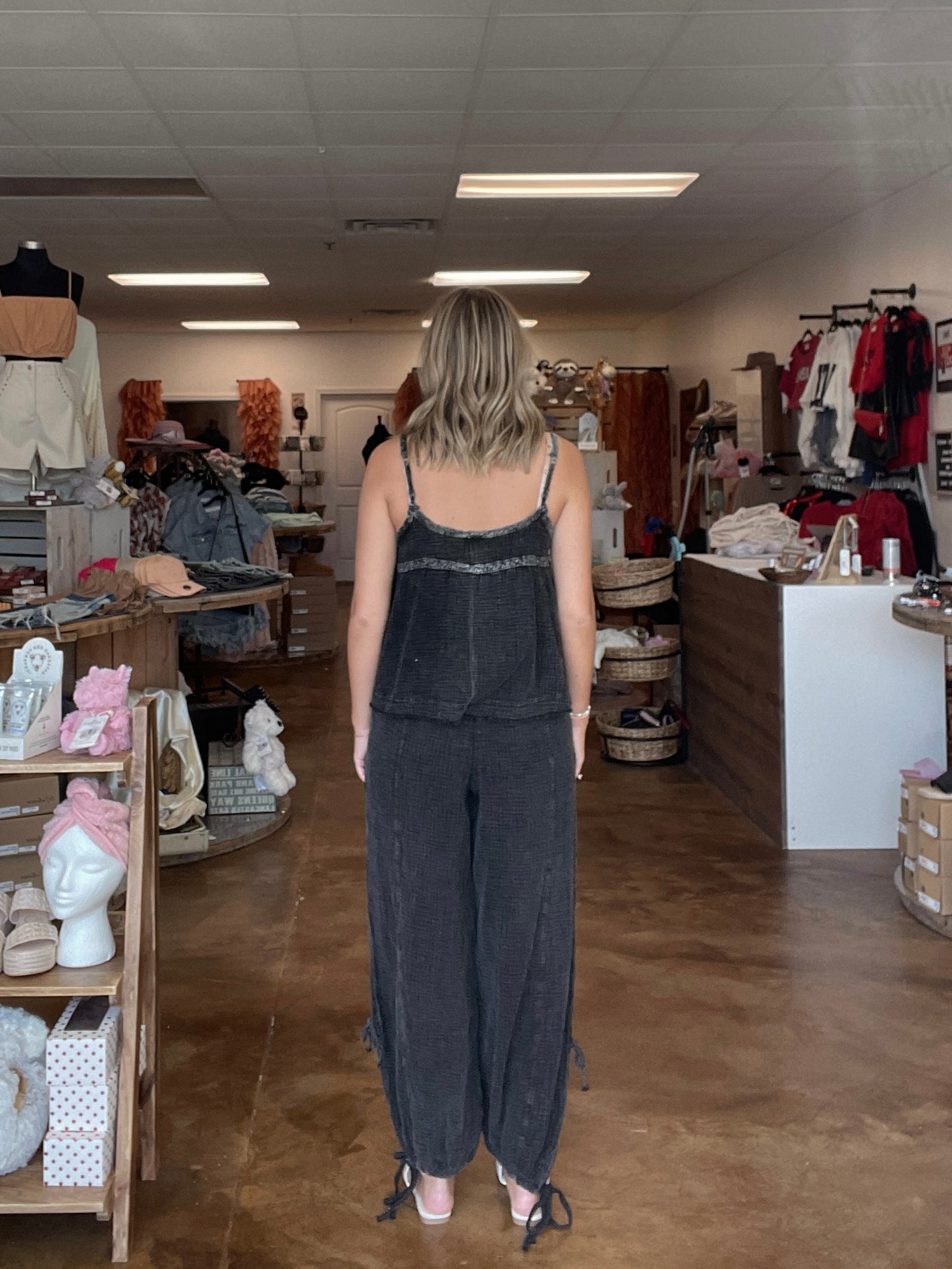 Mineral Washed Charcoal Gauze Joggers
