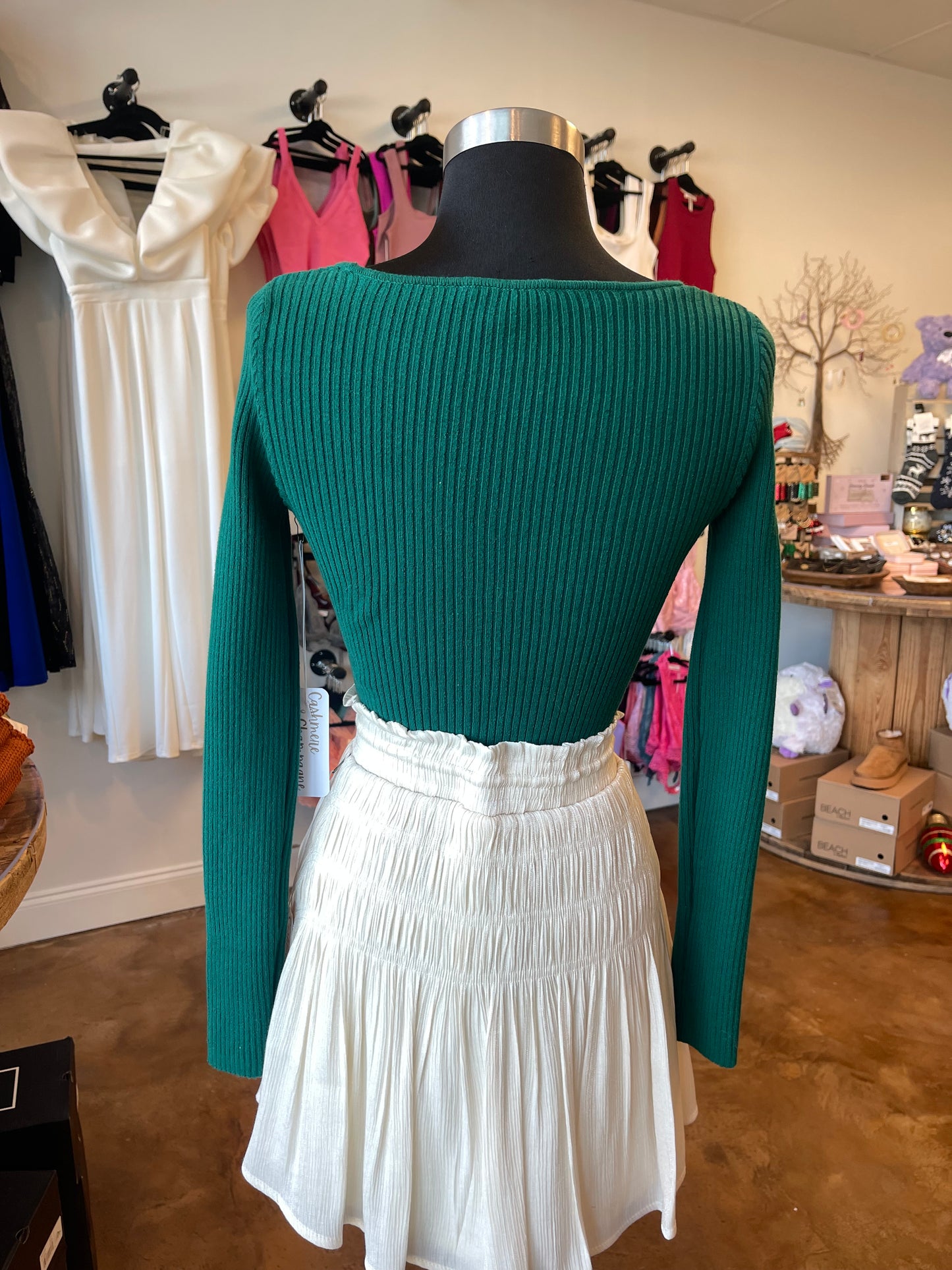 Green Long Sleeve Sweetheart Sweater