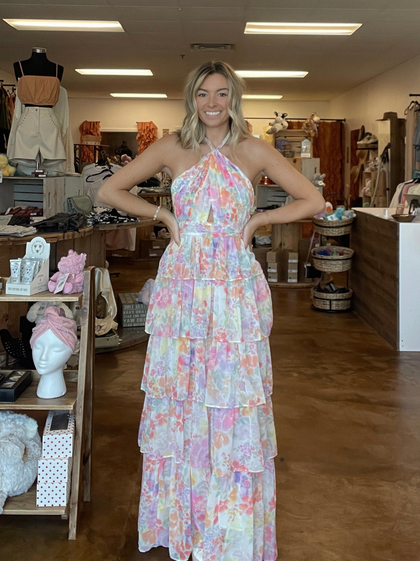 Halter Floral Maxi Dress