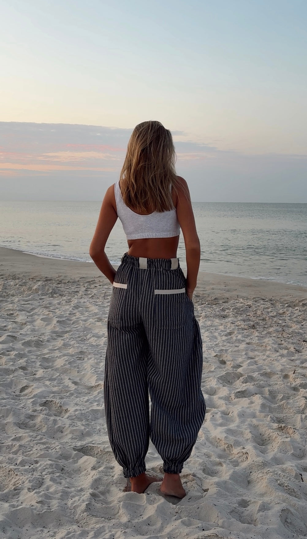 Navy Striped Pants