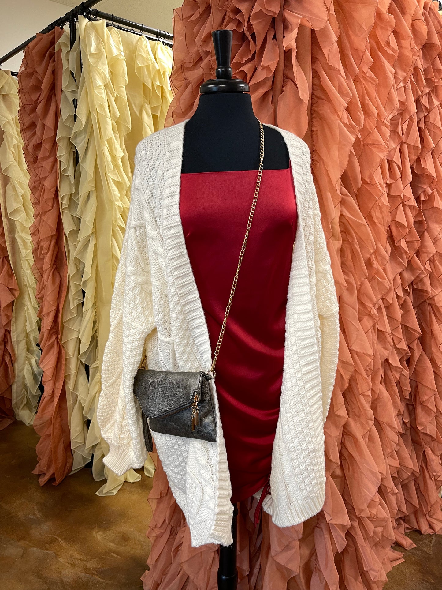 Cream Knit Oversized Cardigan