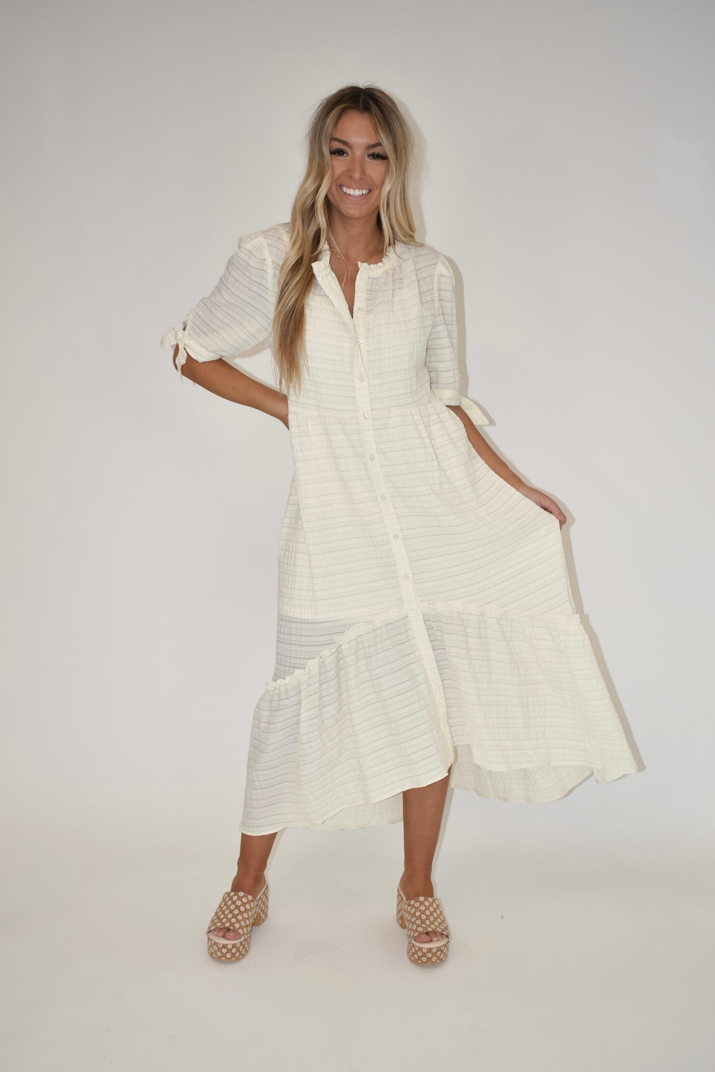 Ivory Textured Maxi Dress