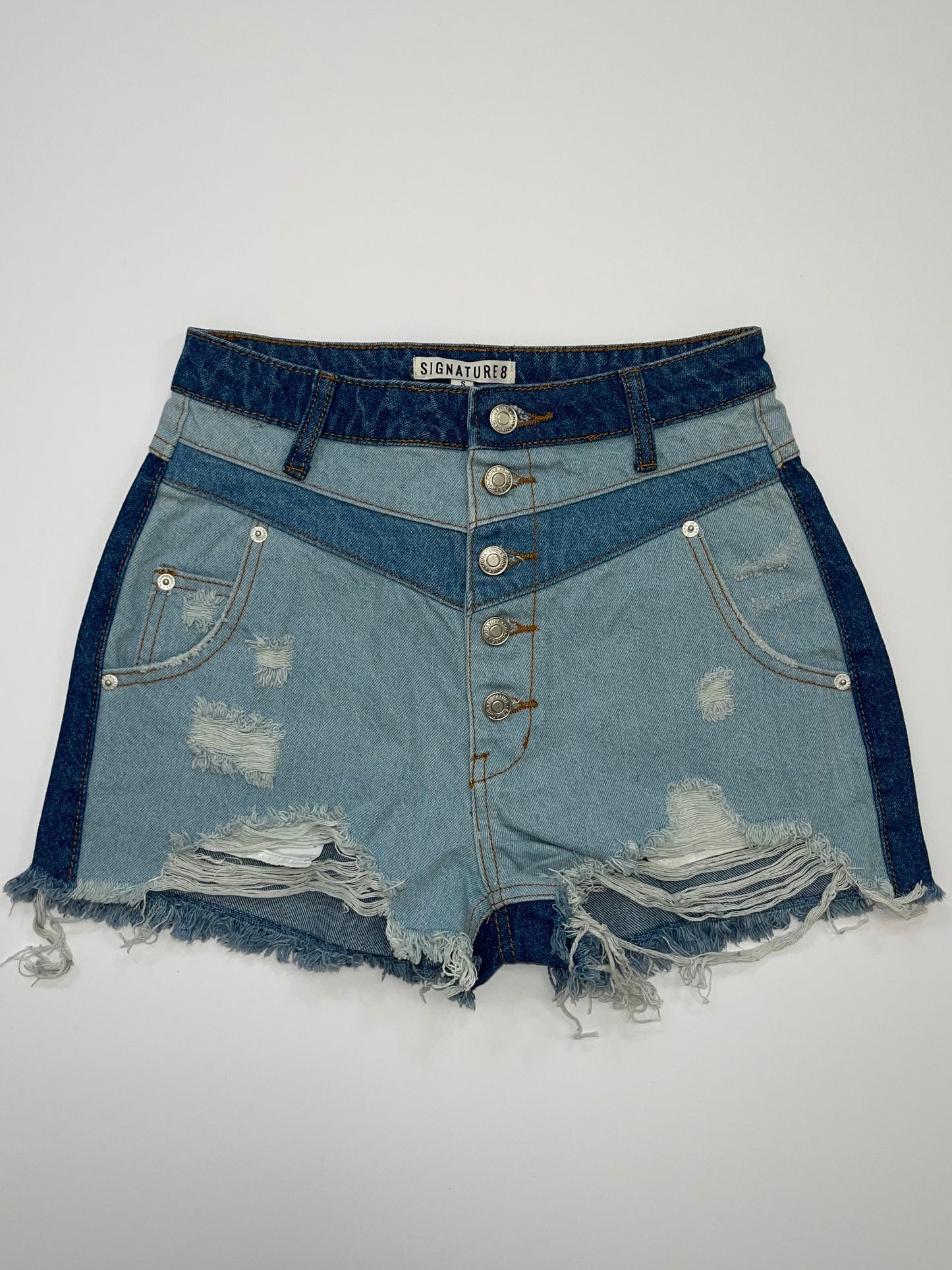 Color Block Denim Shorts