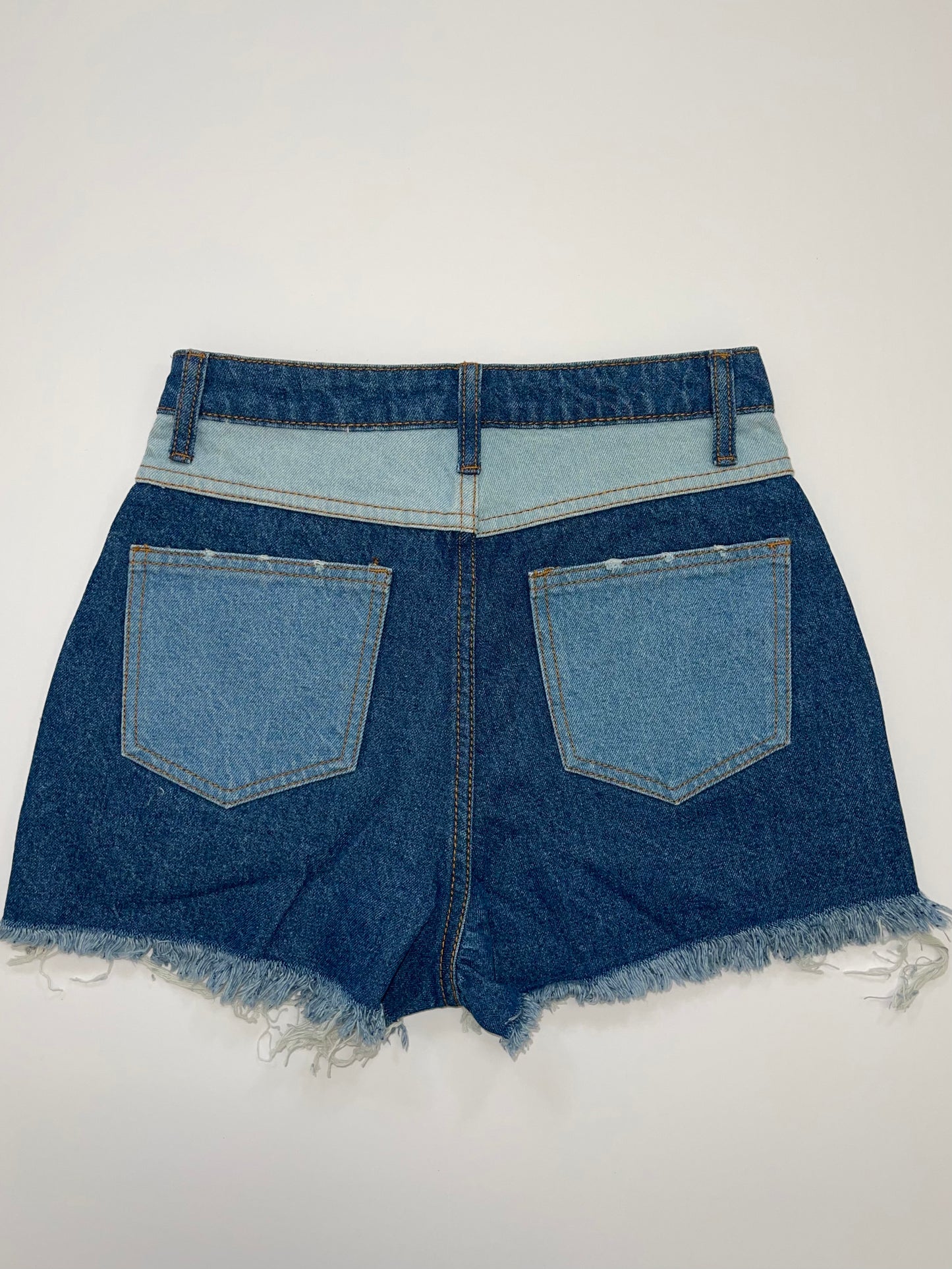 Color Block Denim Shorts