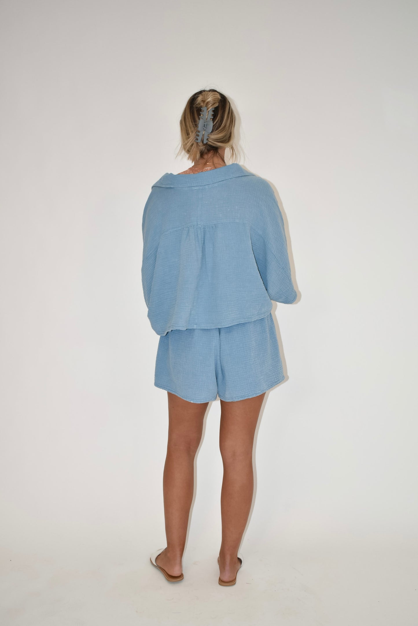 Washed Denim Gauze Shorts