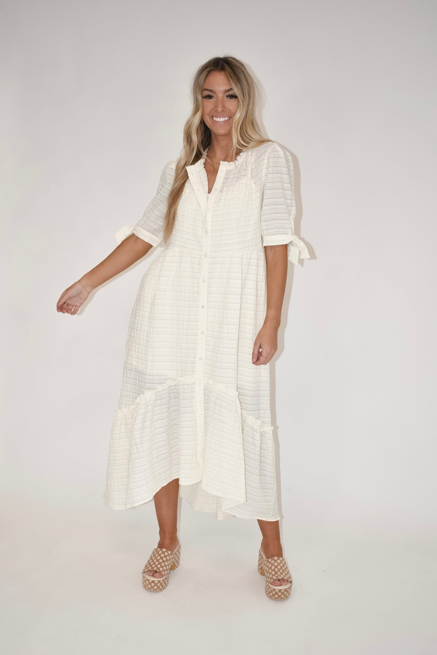 Ivory Textured Maxi Dress