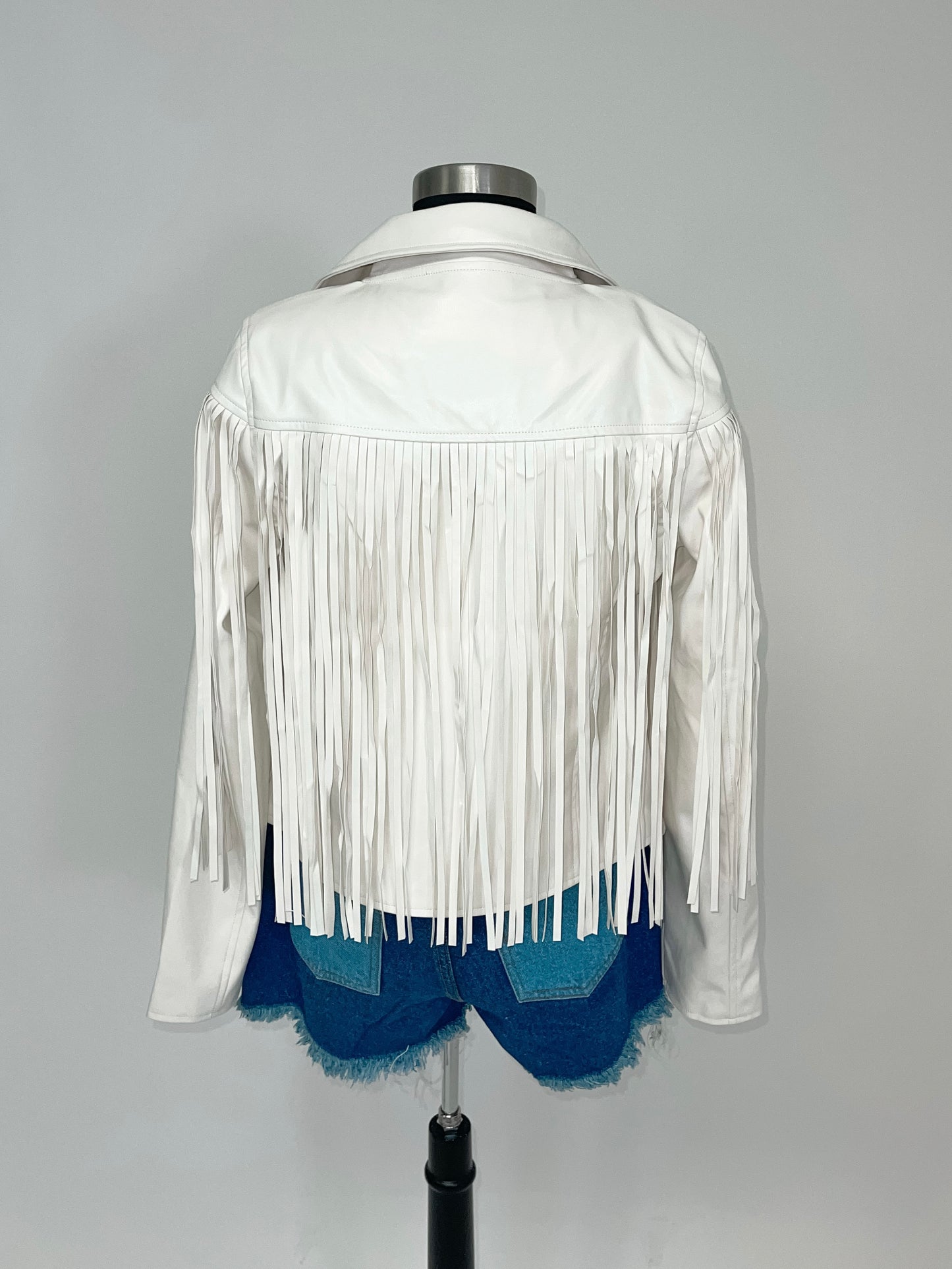 Vegan Leather Fringe Moto Jacket