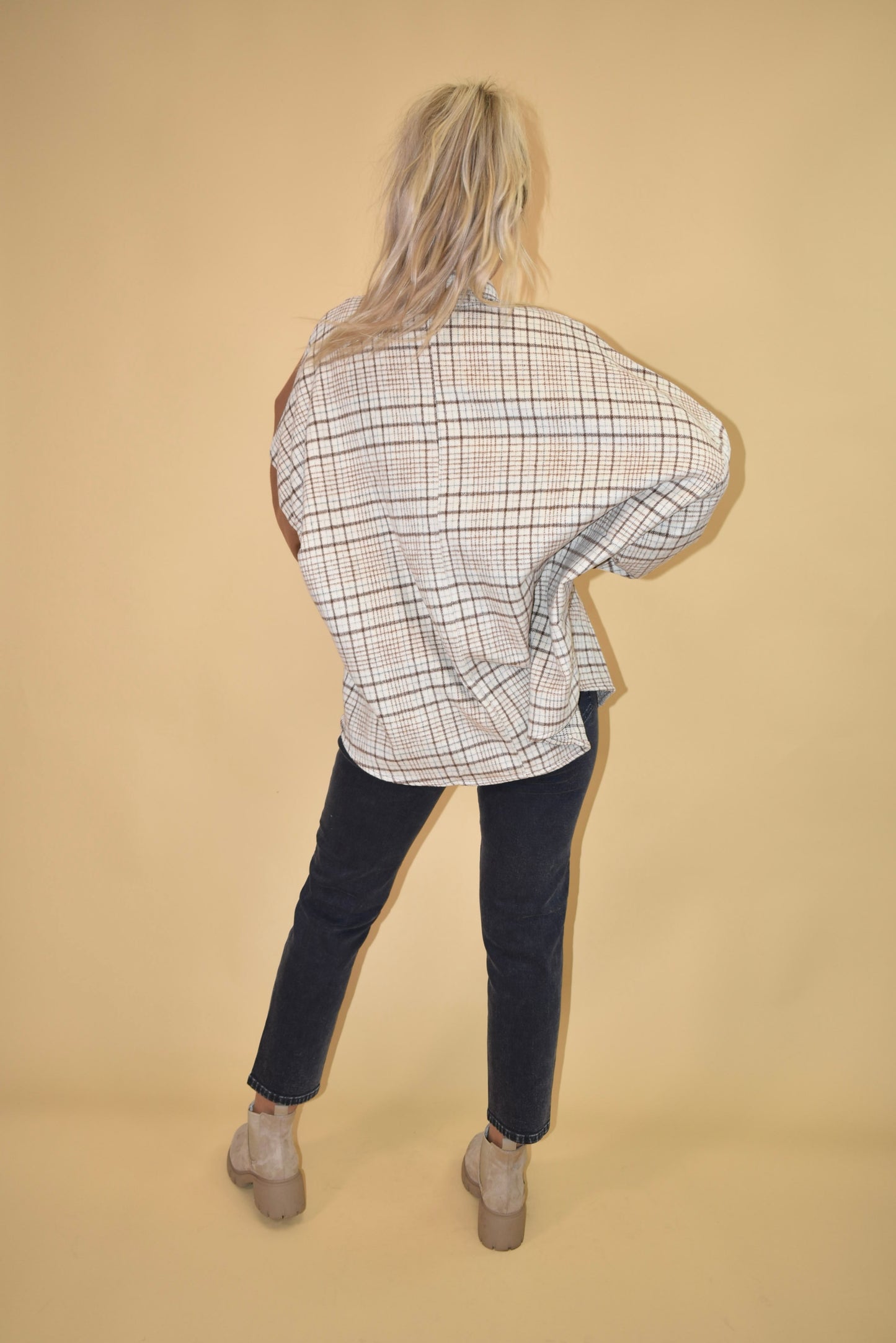 Taupe Patchwork Oversized Shacket