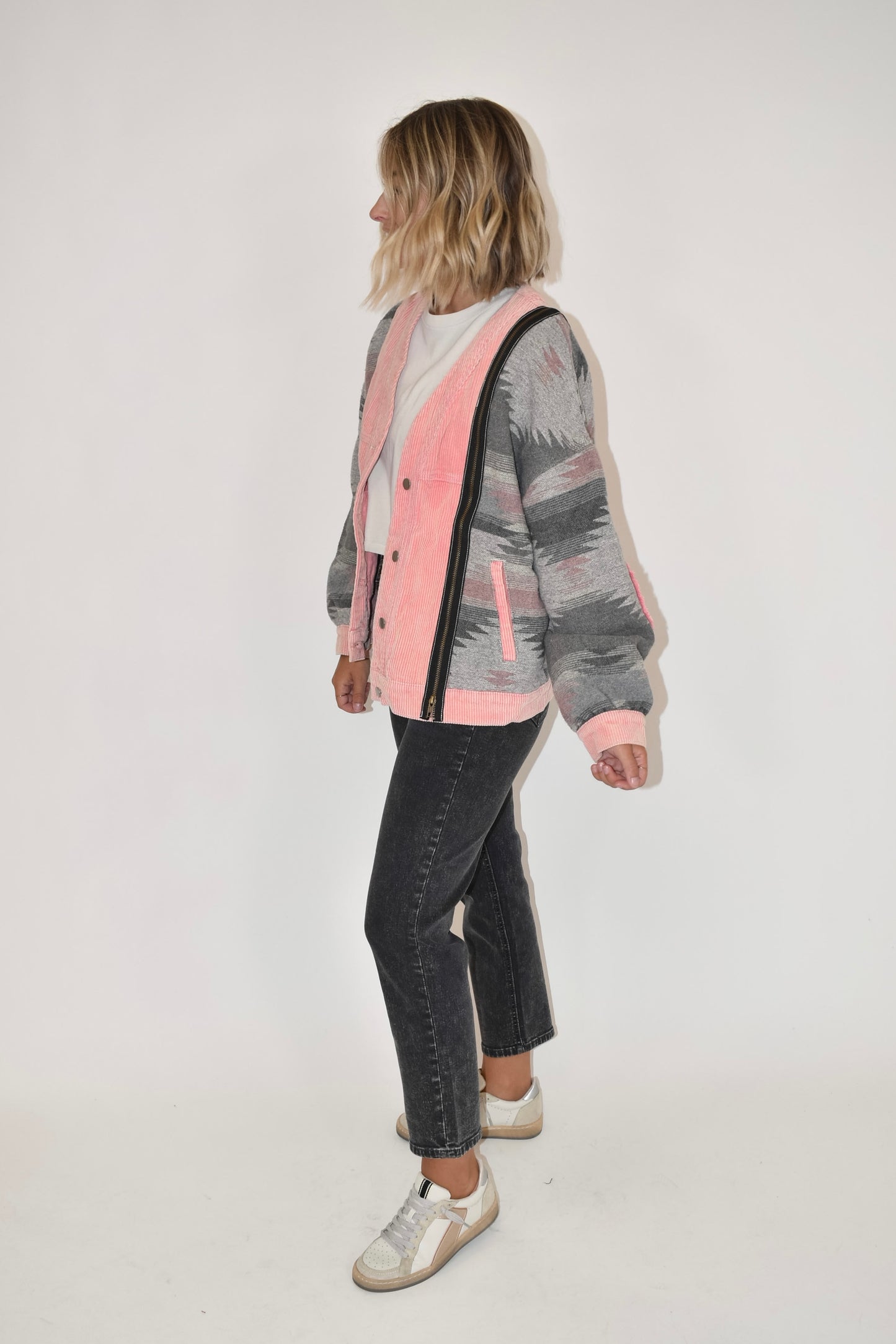 Pink Corduroy Aztec Jacket