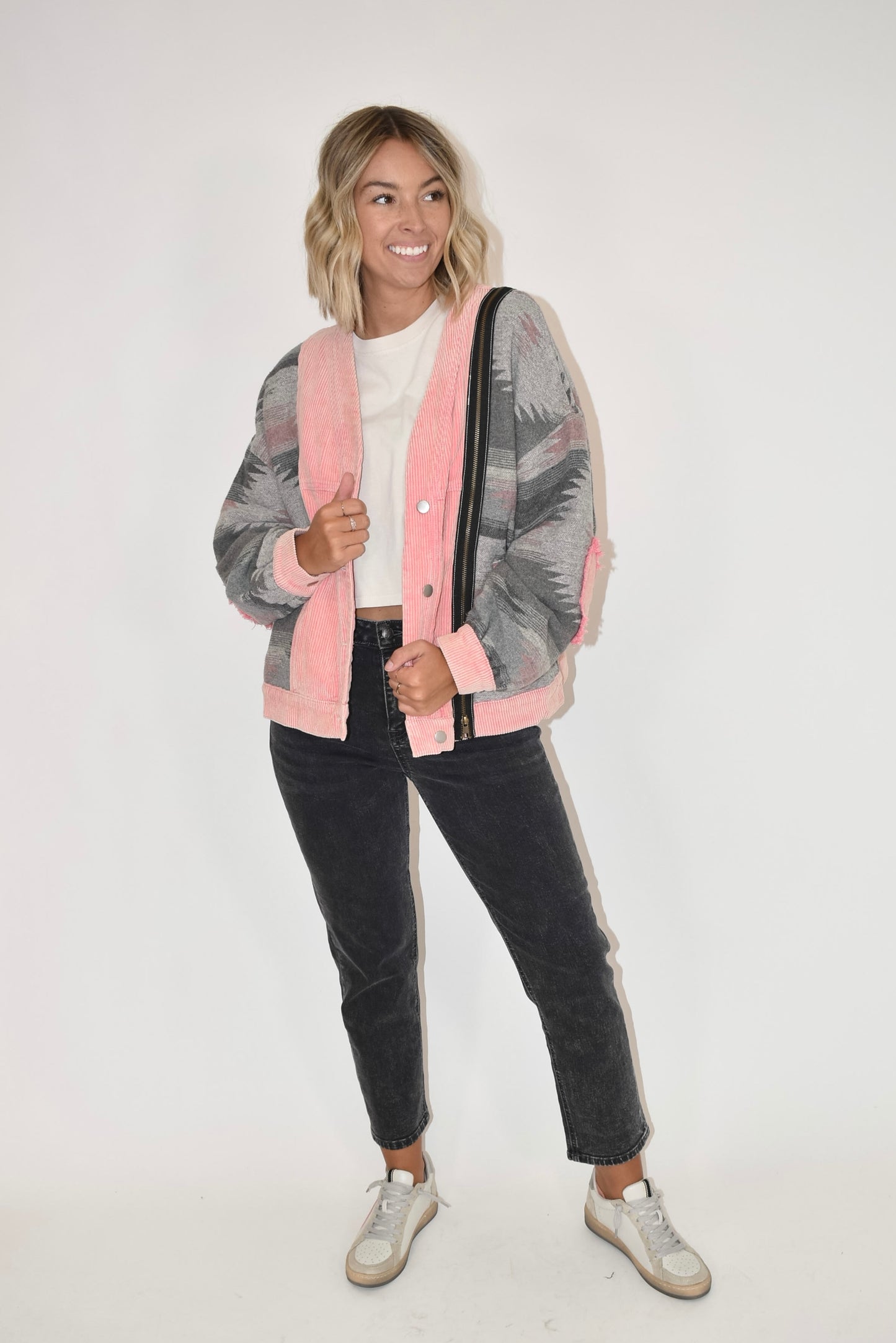Pink Corduroy Aztec Jacket