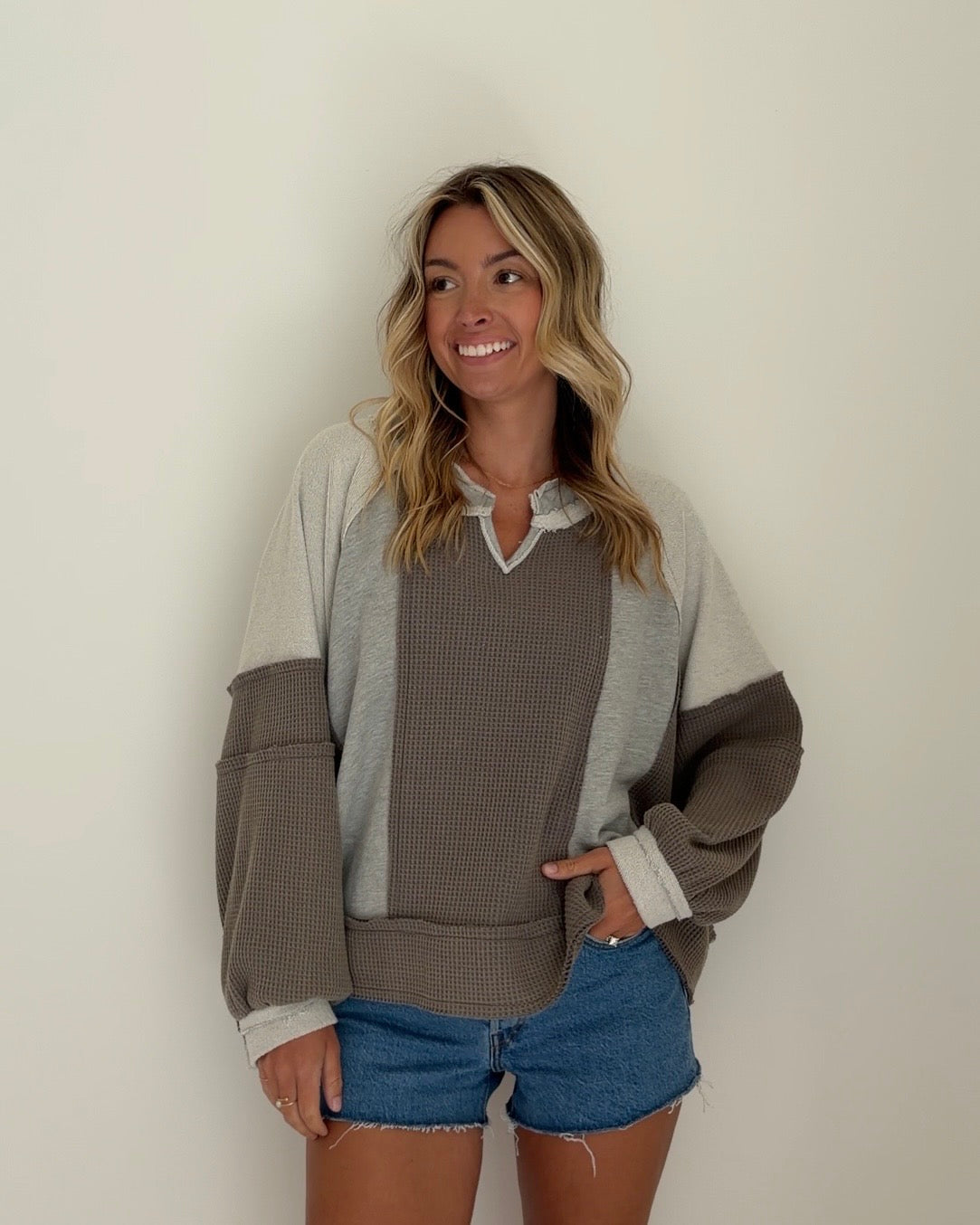 Patchwork Pullover Grey Multicolor