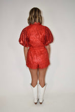 Load image into Gallery viewer, Queen of Sparkles | Red Tinsel Sequin Sleeve Romper
