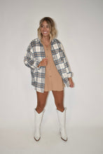 Load image into Gallery viewer, Tan &amp; Blue Plaid Shacket
