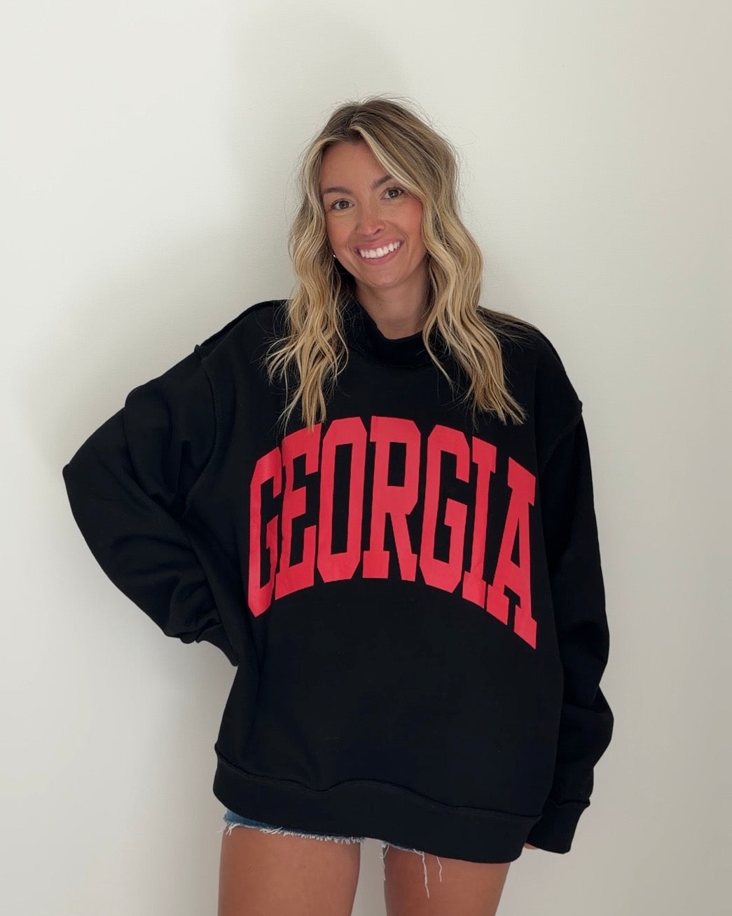 Black Georgia Reversible Mock Neck Sweatshirt