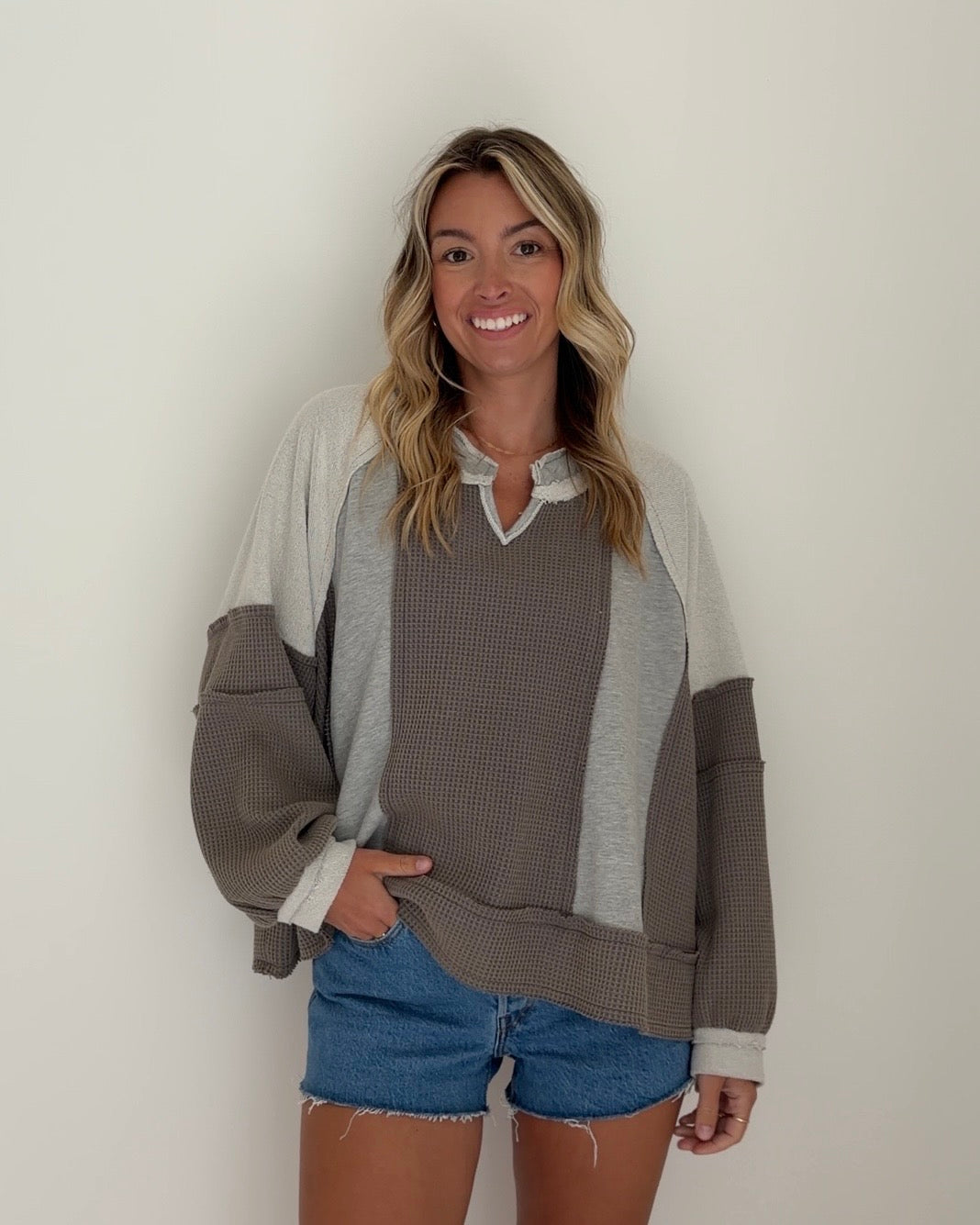 Patchwork Pullover Grey Multicolor