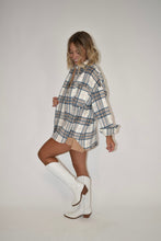 Load image into Gallery viewer, Tan &amp; Blue Plaid Shacket
