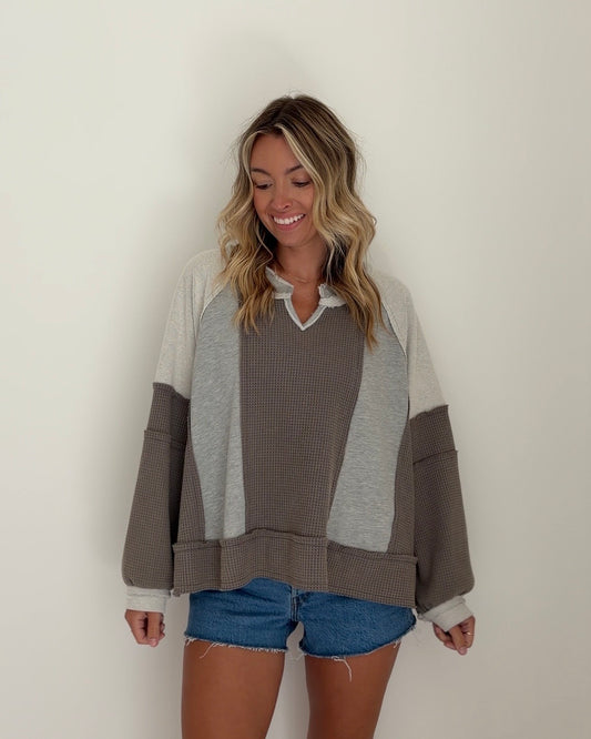 Patchwork Pullover Grey Multicolor