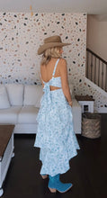 Load image into Gallery viewer, Blue Floral Ruffle Maxi Dress
