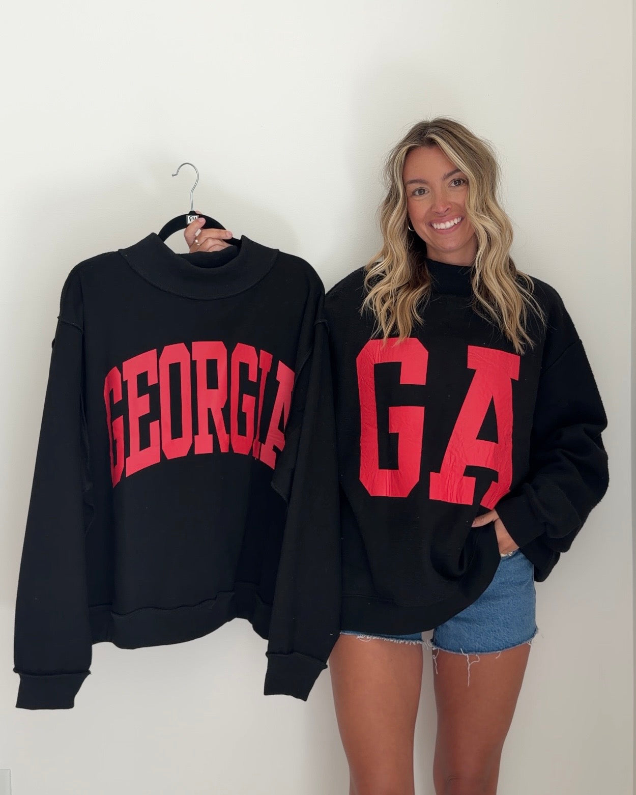 Black Georgia Reversible Mock Neck Sweatshirt