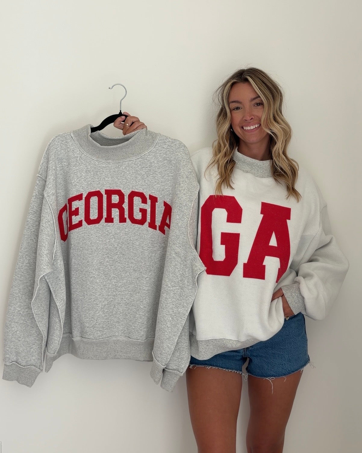 Georgia/GA Reversible Mock Neck Sweatshirt – Cashmere & Champagne