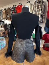 Load image into Gallery viewer, Black Sweater with Fur Trim Sleeve
