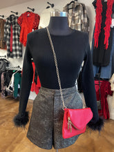 Load image into Gallery viewer, Black Sweater with Fur Trim Sleeve
