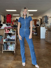 Load image into Gallery viewer, Short Sleeve Denim Jumpsuit
