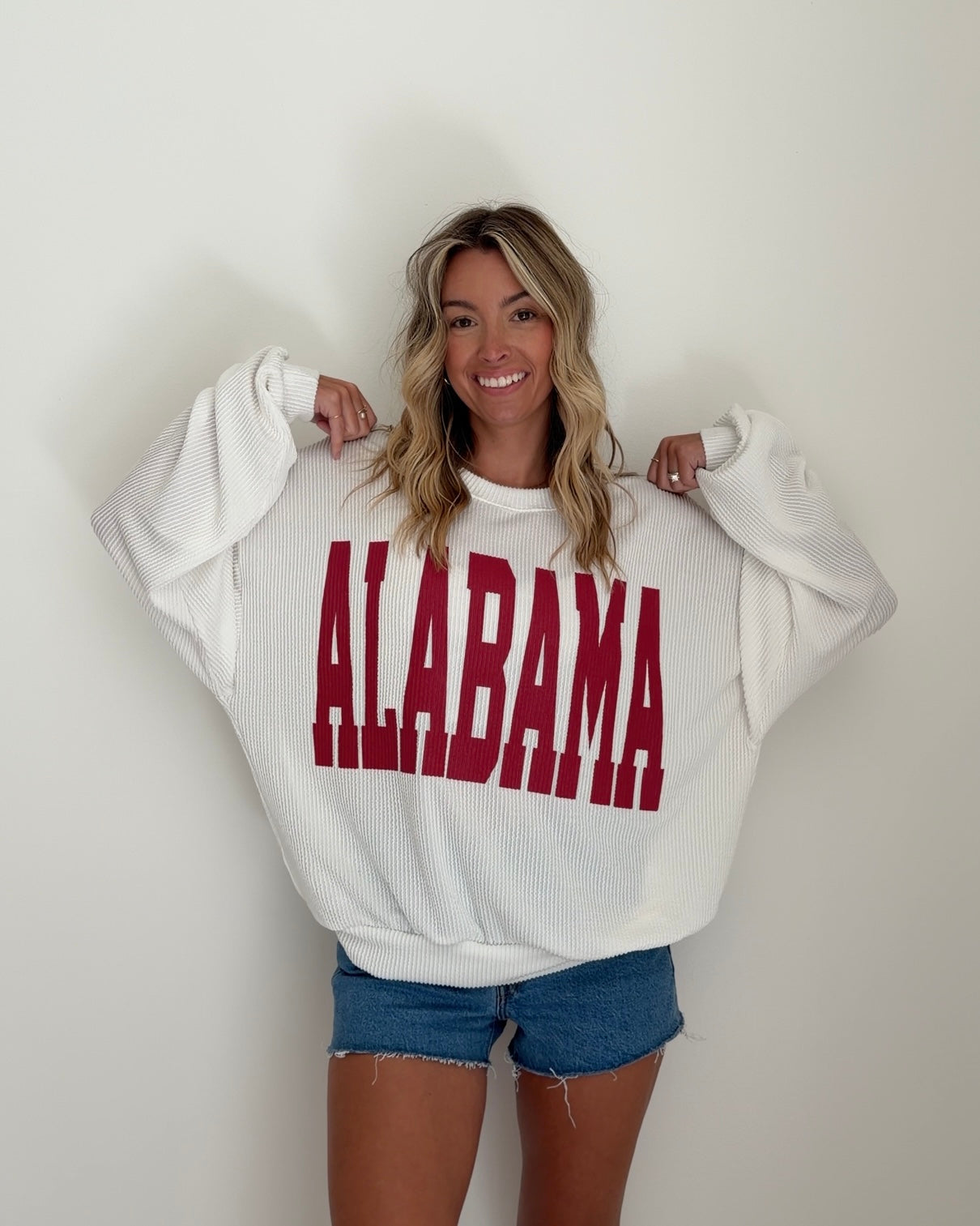White Alabama Ribbed Crewneck