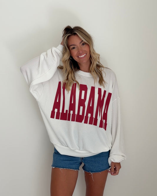 White Alabama Ribbed Crewneck