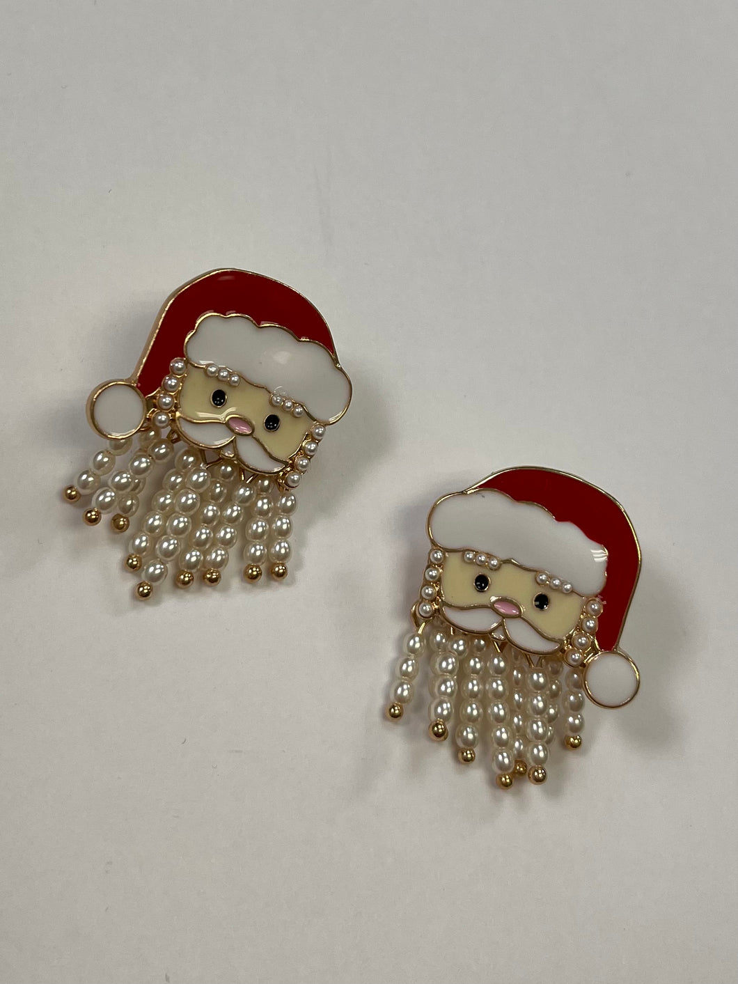 Santa Face Pearl Tassel Earrings