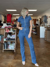 Load image into Gallery viewer, Short Sleeve Denim Jumpsuit

