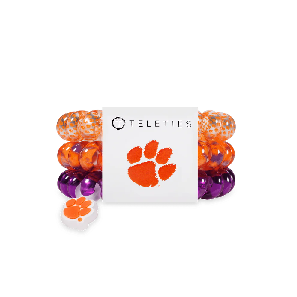 Teleties Clemson Go Tigers! Hair Ties - Large