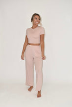 Load image into Gallery viewer, Light Pink Short Sleeve Crop Top (part of a matching set)
