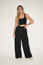Load image into Gallery viewer, Ash Black Mineral Washed Cargo Pants
