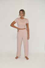 Load image into Gallery viewer, Light Pink Short Sleeve Crop Top (part of a matching set)
