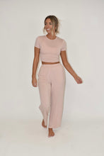 Load image into Gallery viewer, Light Pink Short Sleeve Crop Top (part of a matching set)
