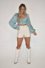 Load image into Gallery viewer, Sage Puff Long Sleeve Crop Top
