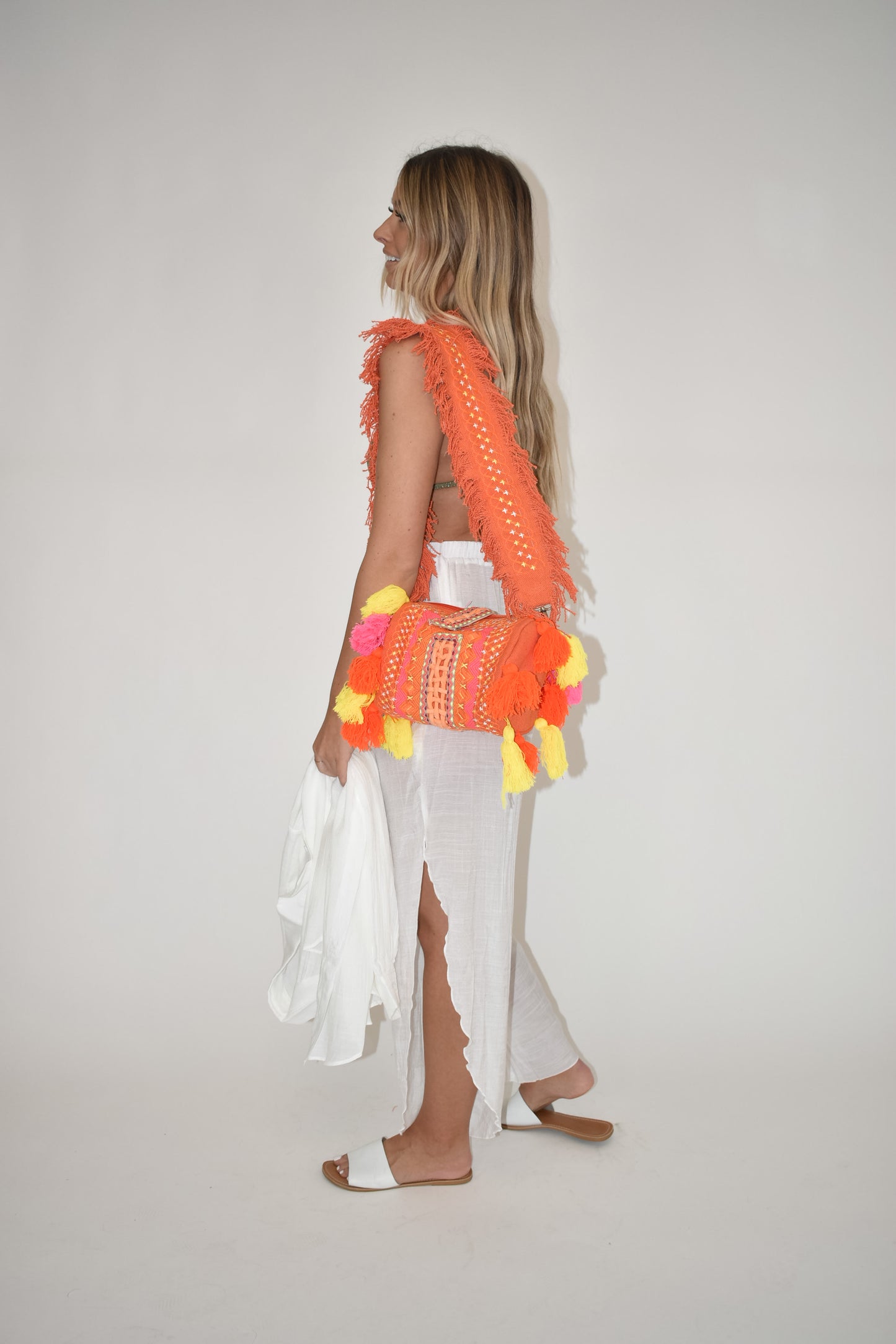 Orange Boho Tassel Purse