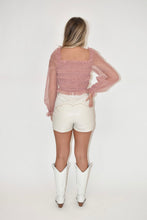 Load image into Gallery viewer, Rose Long Sleeve Organza Top

