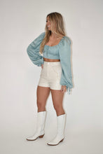 Load image into Gallery viewer, Sage Puff Long Sleeve Crop Top
