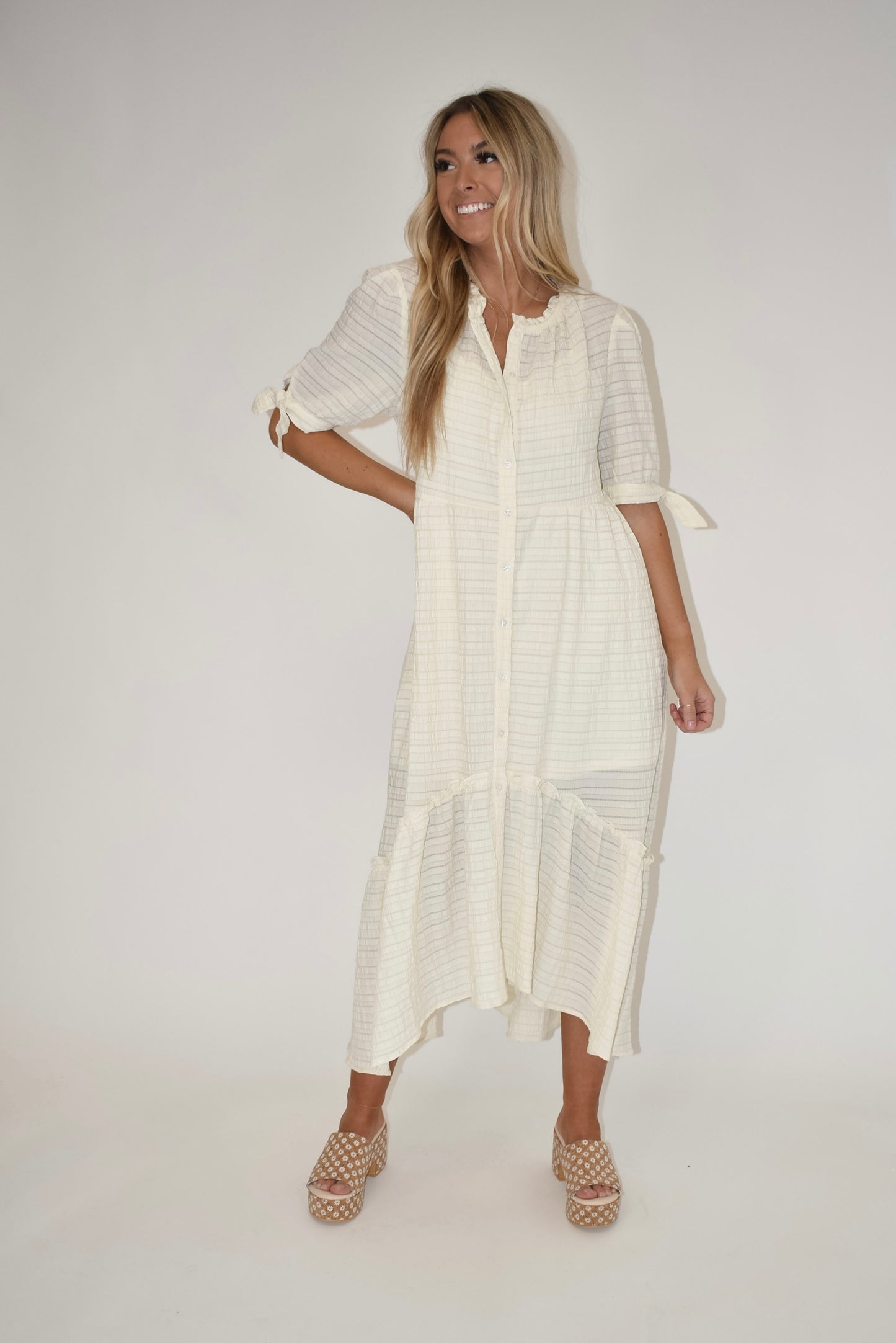 Ivory Textured Maxi Dress