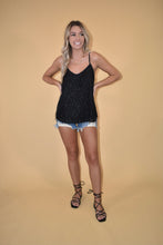 Load image into Gallery viewer, Black Feather Textured Tank Top
