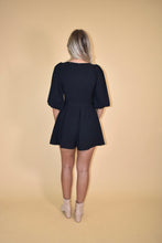 Load image into Gallery viewer, Black Puff Sleeve Romper
