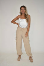 Load image into Gallery viewer, Tan Drawstring Cargo Pants
