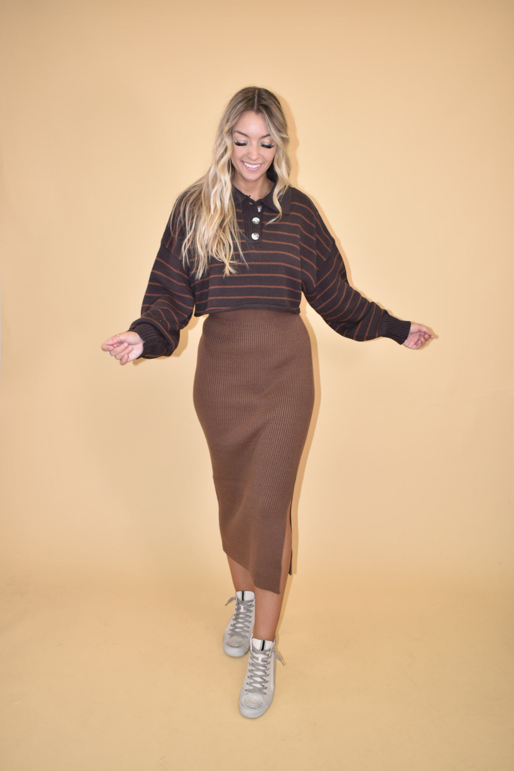 Sweater Knit Midi Skirt - Tiramisu