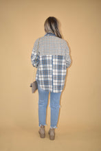 Load image into Gallery viewer, Blue Patchwork Plaid Shacket
