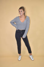 Load image into Gallery viewer, Heather Gray V-Neck Cropped Sweater
