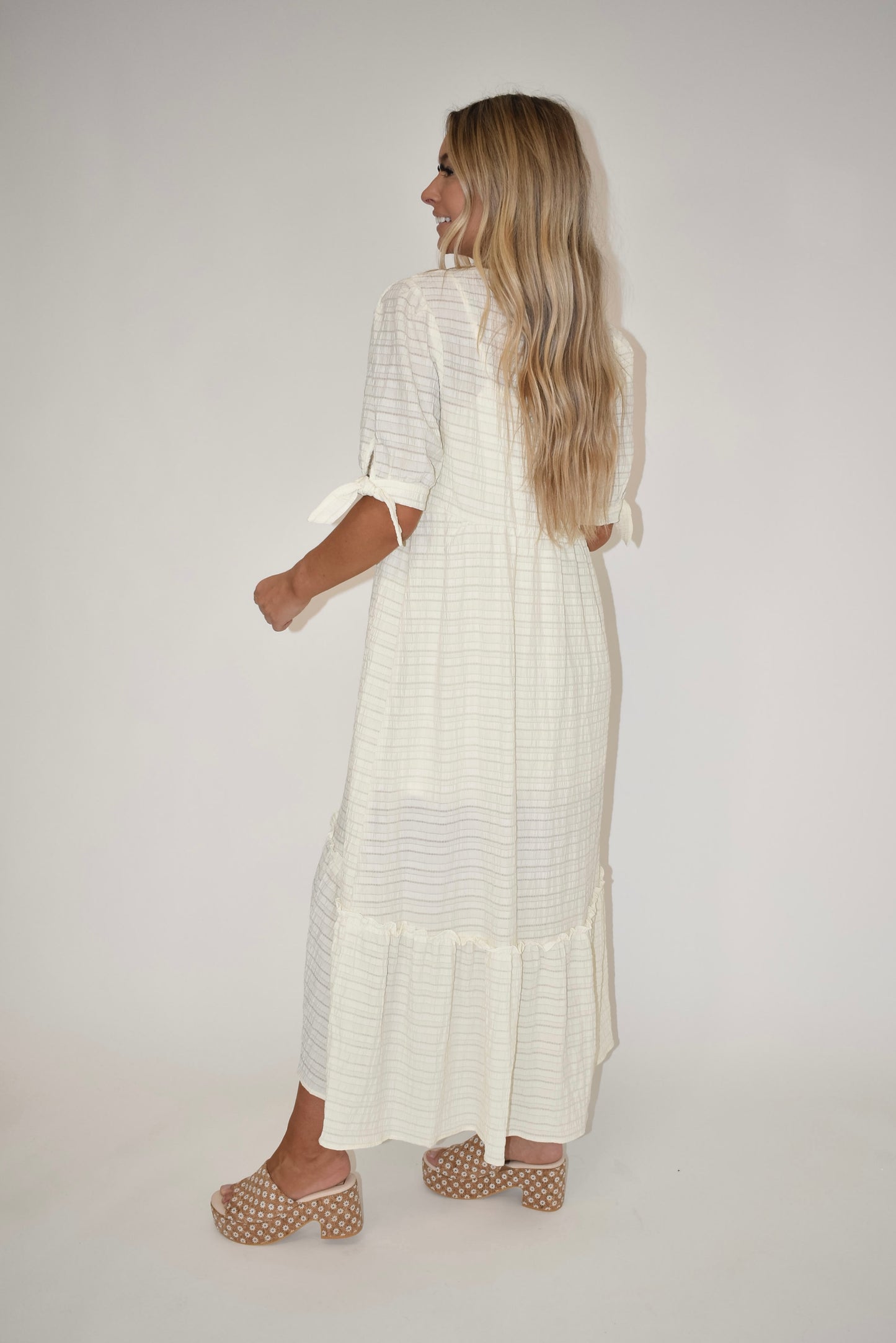 Ivory Textured Maxi Dress