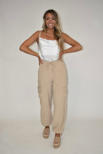 Load image into Gallery viewer, Tan Drawstring Cargo Pants
