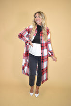 Load image into Gallery viewer, Red Flannel Coat Round Hemline
